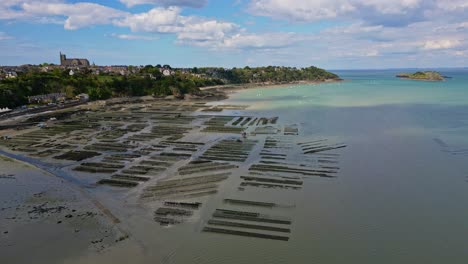 cancale oyster beds or parks, brittany in france