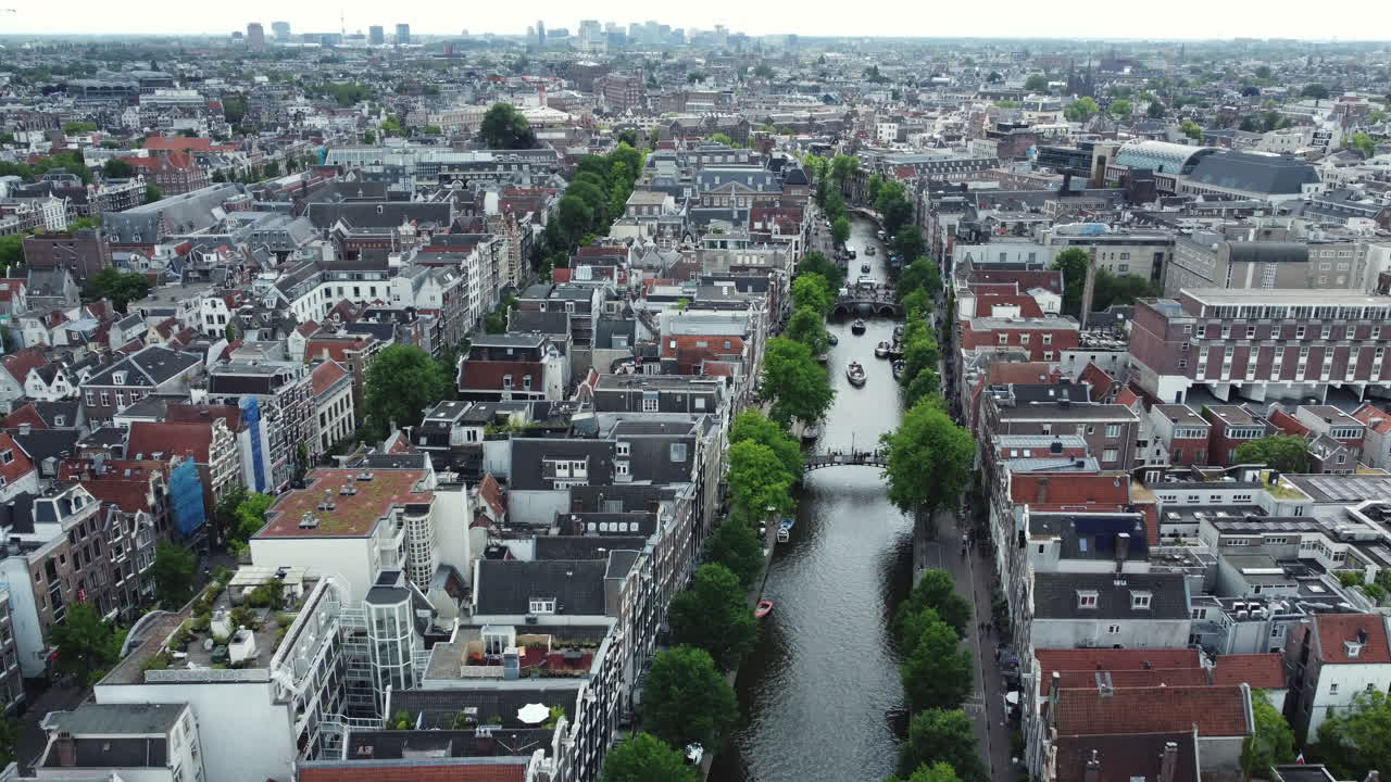Aerial View of Amsterdam Canals