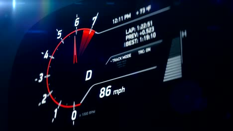 car speedometer gaining speed, sports race, dangerous fast driving, acceleration