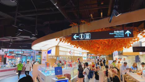 shoppers explore a vibrant bangkok shopping center