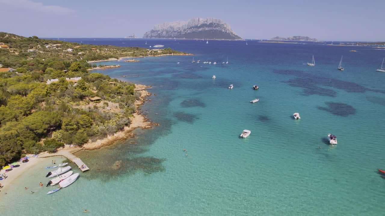 Aerial View of Turquoise Waters and Tavolara Island near Sardinia's Coast