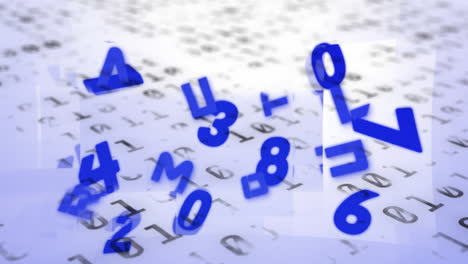 animación de números y letras sobre fondo blanco