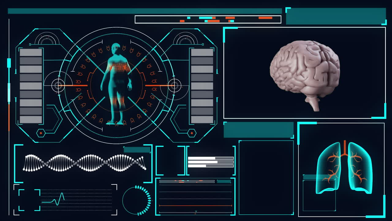 Digital interface against black background