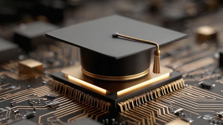A Symbolic Representation of Knowledge and Technology: A Graduation Cap on a Circuit Board, Merging Education with Modern Innovation in an Engaging Visual Display