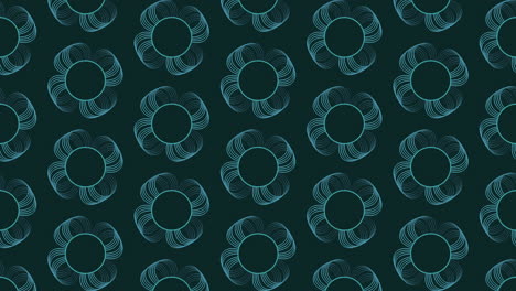 Blue and gold floral pattern on dark background