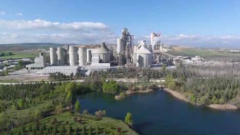 cement factory pollution in drone video