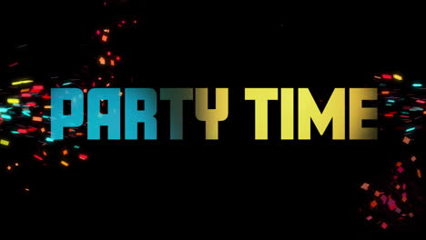 Animation-Von-Party-Time-Text-Und-Konfetti-Auf-Schwarzem-Hintergrund