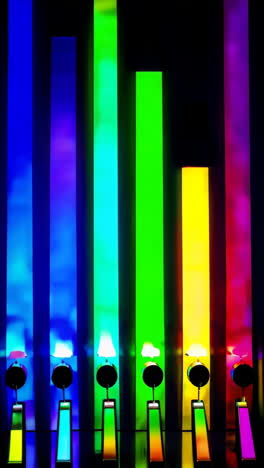 colorful vertical light installations