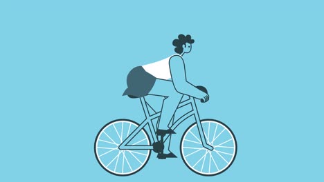 bicycle speed riding graphic flat design woman cartoon character isolated loop 2d animation