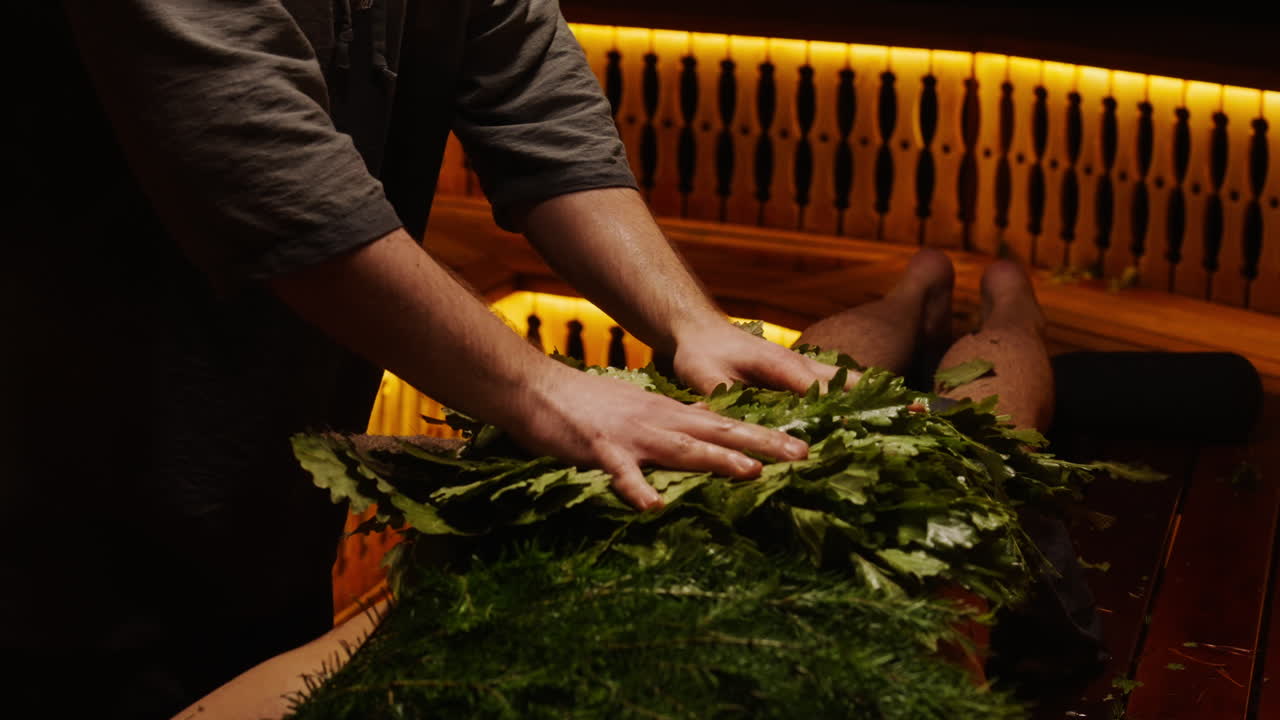 Traditional Sauna Treatment with Herbal Broom
