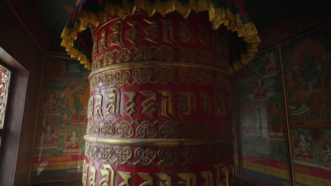 Prayer Wheel in a Buddhist Temple