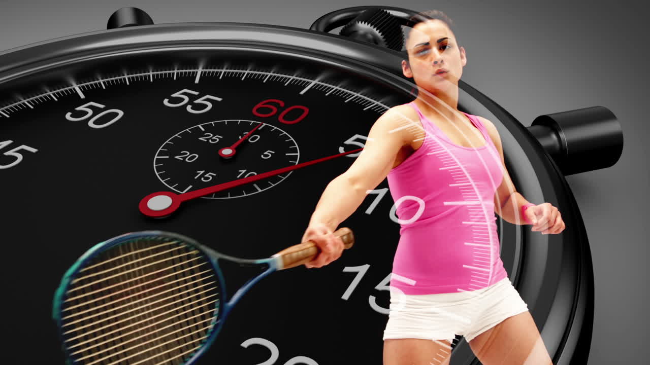 gráfico de cronómetro sobre el jugador de baloncesto en cámara lenta