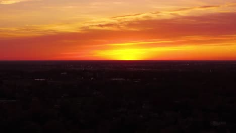 aerial red sky morning view zoom into the sunrise color