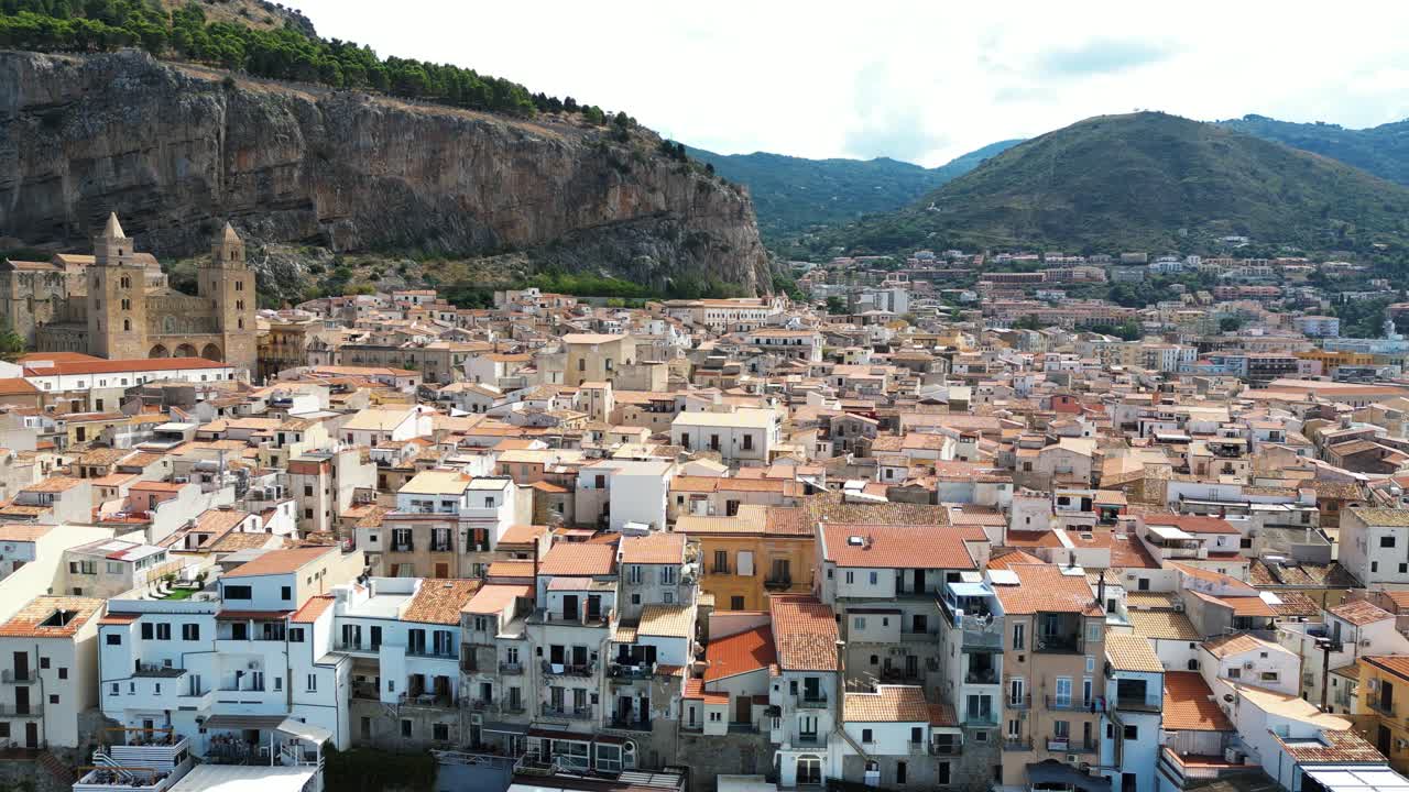 2 Aerial footage of Cefal&ugrave; the coastal city in Sicily, Southern Italy