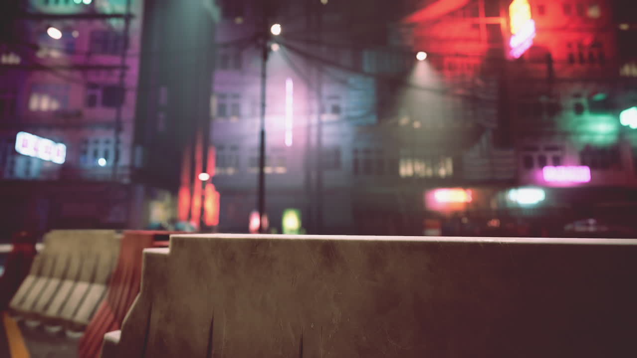 la calle de la ciudad cyberpunk por la noche