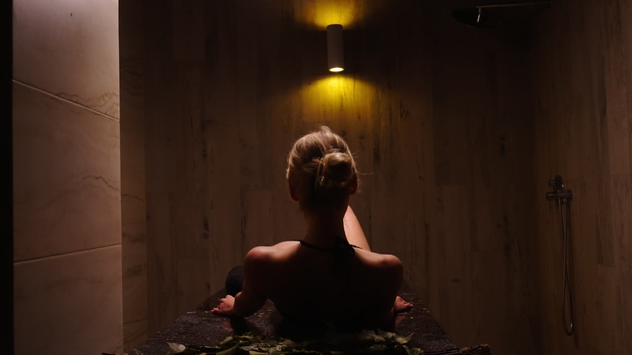 Woman relaxing in a spa or sauna