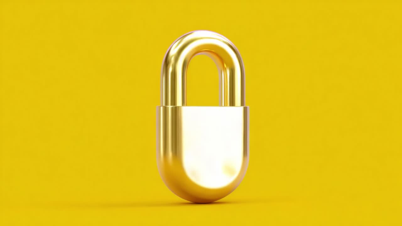 A Stunning Representation of a Golden Padlock Against a Bright Yellow Background, Symbolizing Security, Protection, and Safety in Digital and Physical Spaces