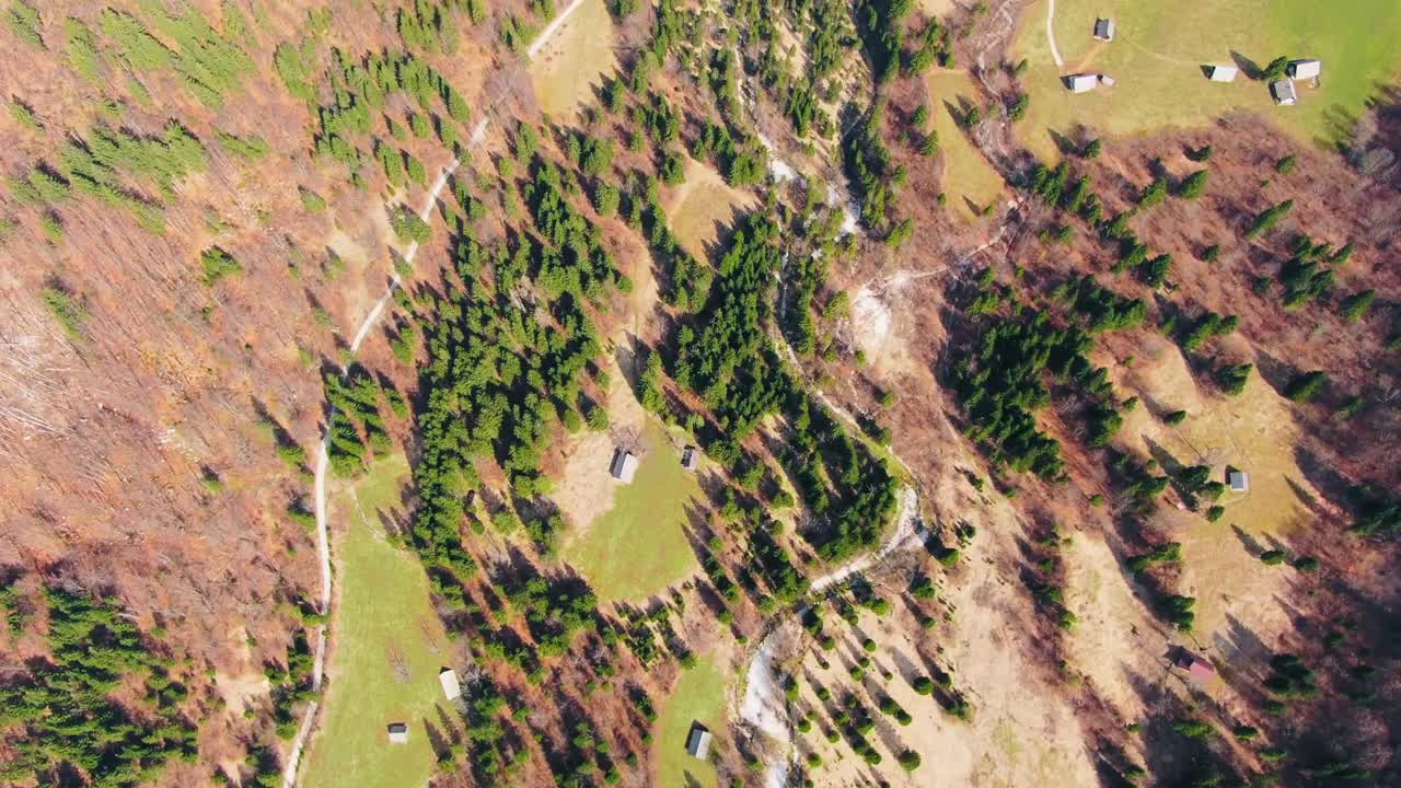 Aerial Over Valley Floor In Triglav National Park In Slovenia Surrounded By Mountains. Slow Tilt Up