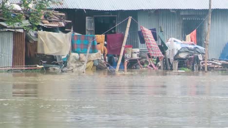 flood in the bangladesh slum, home underwater monsoon season south asia