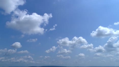 white fuffy clouds with blue sky with slow zoom in