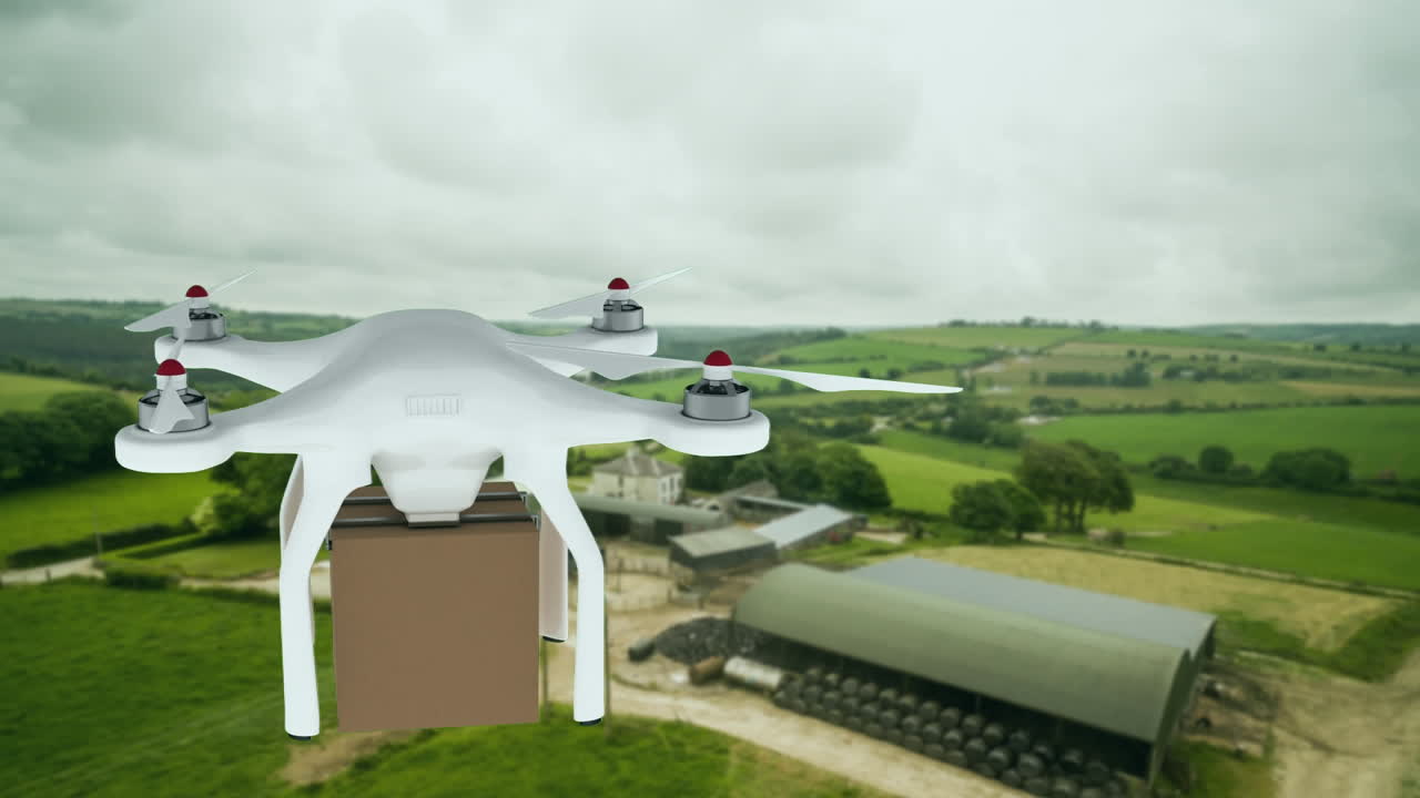 상자를 들고 있는 드론