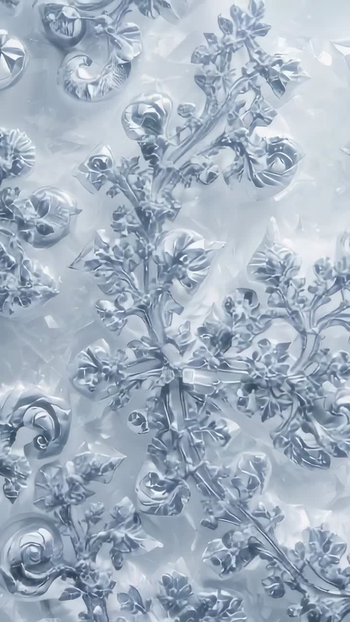 Video verticale: carrellata con la camera che rivela un cristallo di fiocco decorato in macro per esporre goccioline sfaccettate