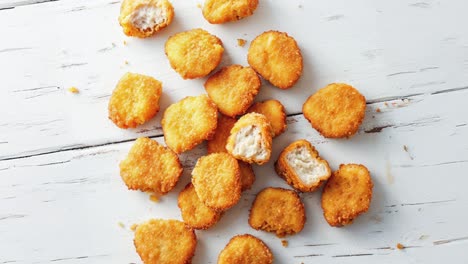 close up of crispy chicken nuggets