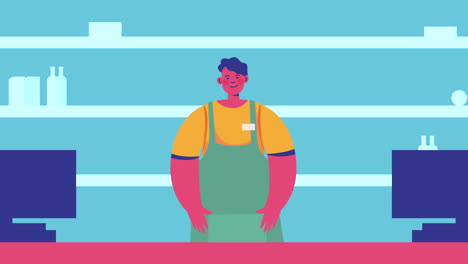 trabajador carnicero animación de personajes profesionales
