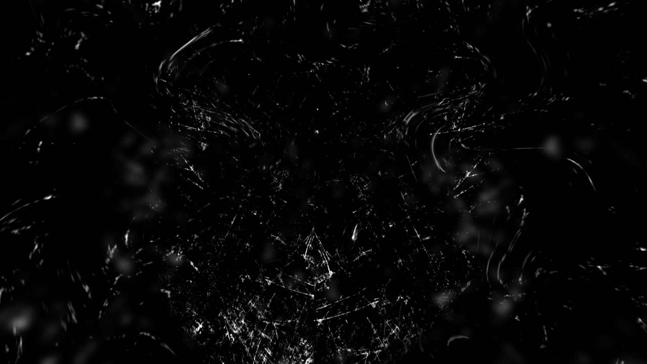 Subtle white scratches, dust, and noise fade in and out on black background. For vintage film effects or grunge overlays. Seamless loop