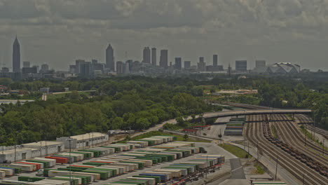 atlanta georgia aerial v661 birdseye shot of freight train station, park and skyline - dji inspire 2, x7, 6k - august 2020
