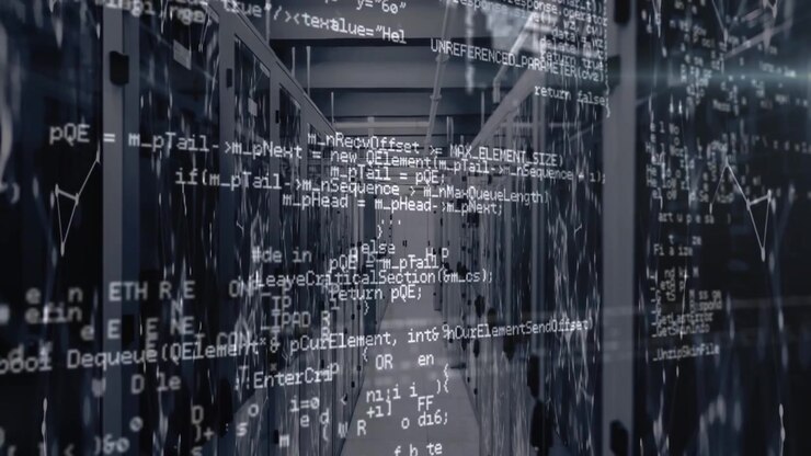 Animation of data processing over server room