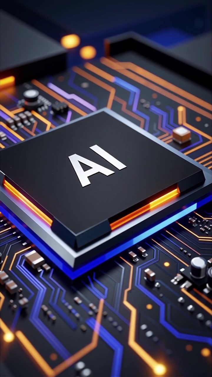 Futuristic AI Chip Motherboard Technology Background