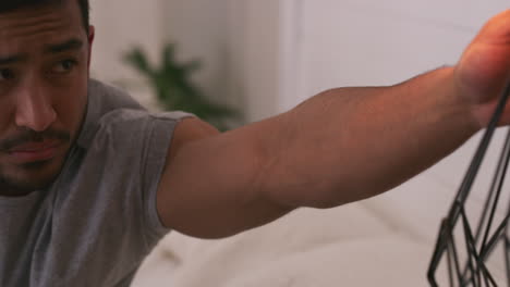 man lying down indoors