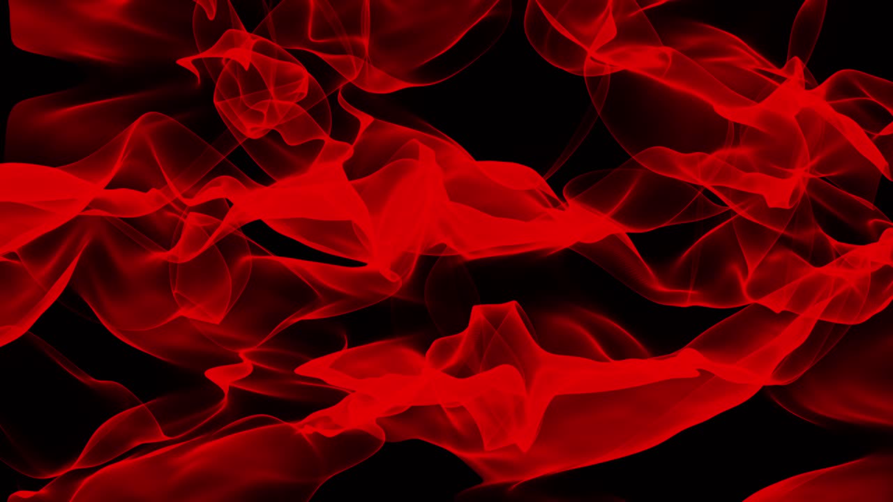 검은 바탕에 흐르는 빨간색 액체 구름의 추상적인 디지털 애니메이션