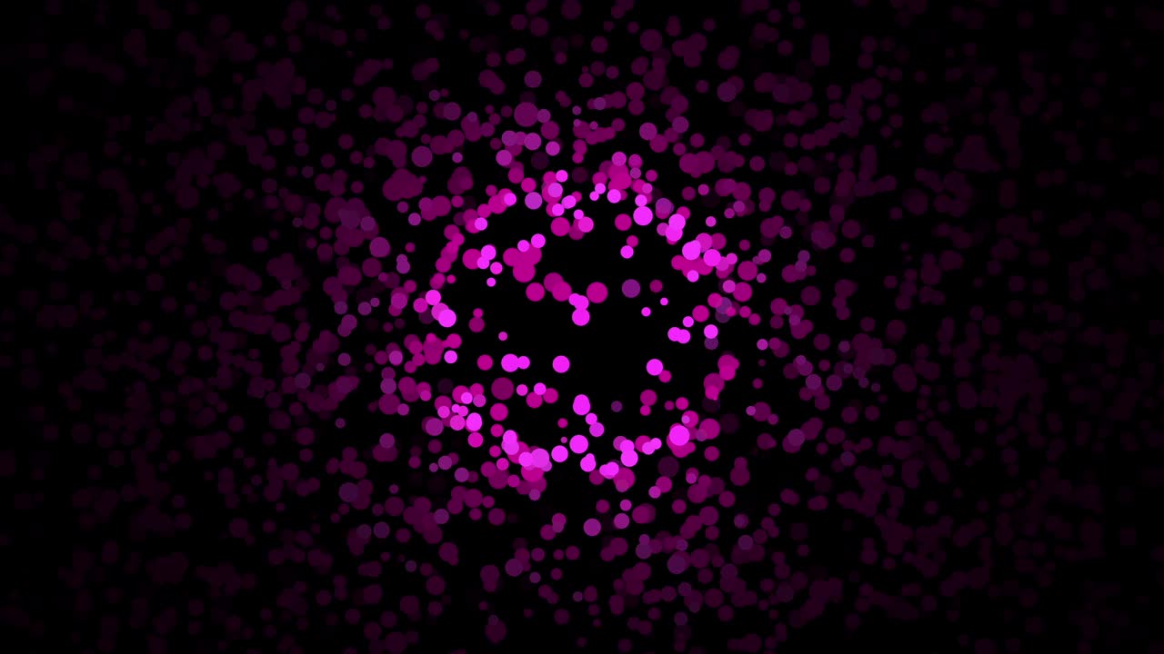 hermosa abstracción de pequeñas partículas coloridas moviéndose caóticamente en el fondo negro. animación. dinámica animación colorida en el fondo negra