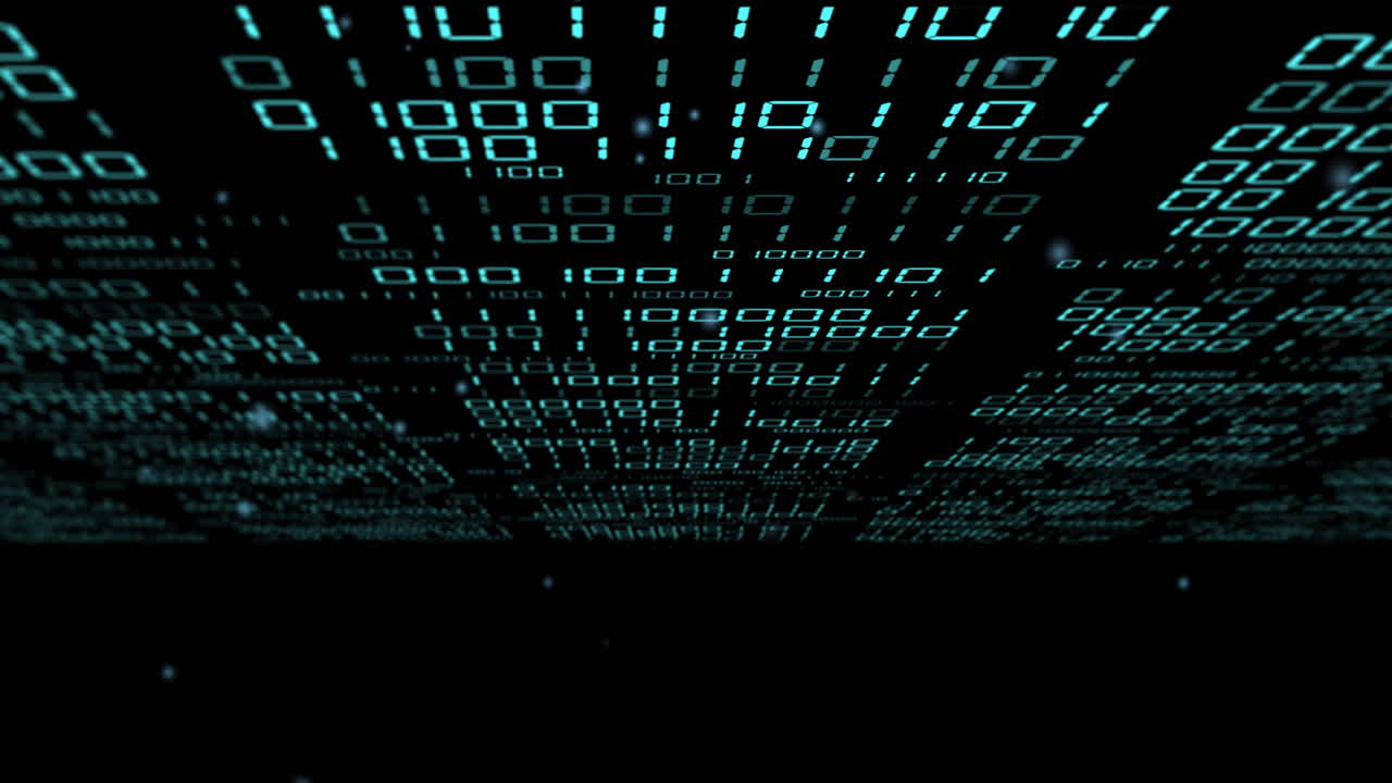 Animation of binary coding and data processing