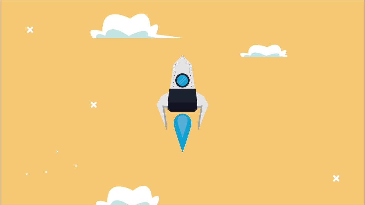 rocket launcher startup flying animation