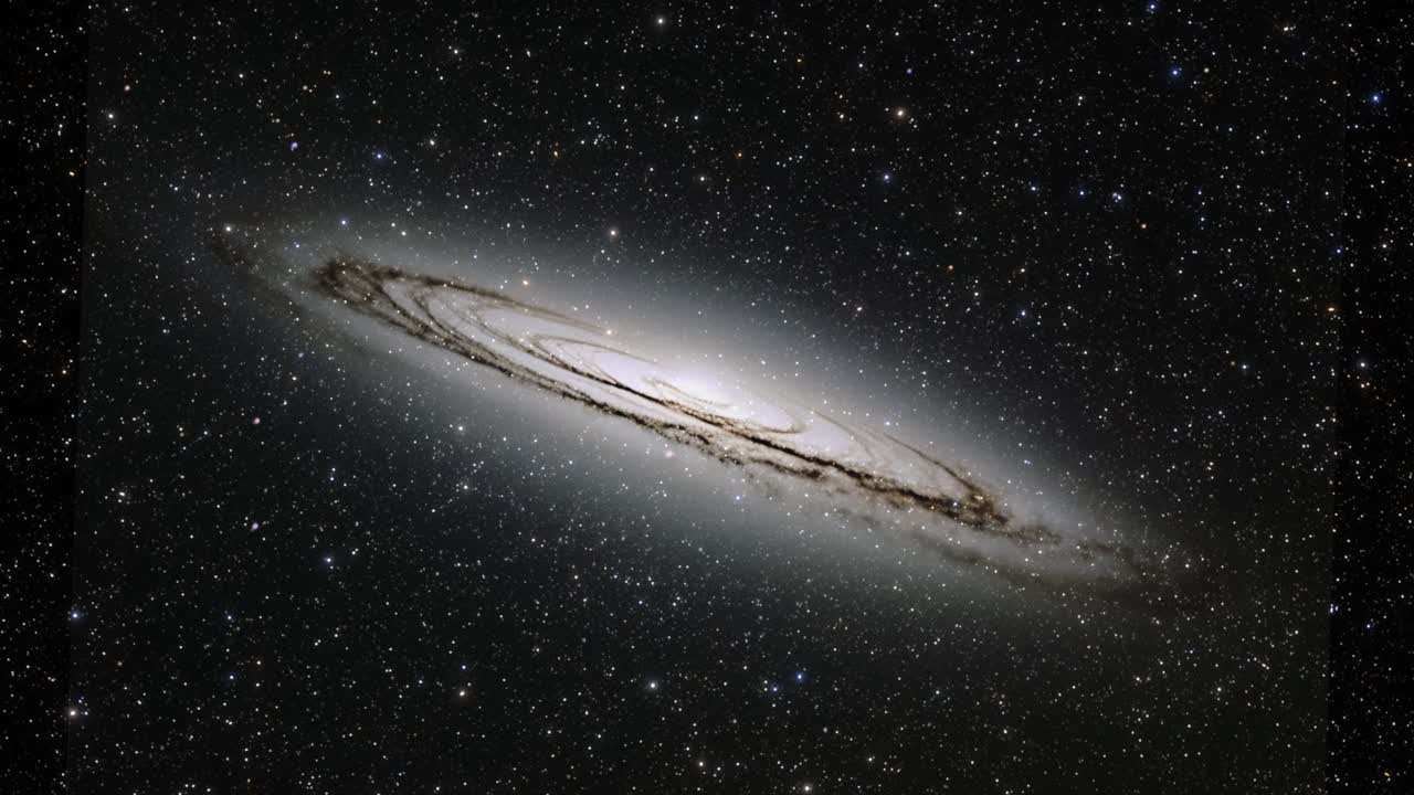 우주에서 회전하는 거대한 은하 3d 애니메이션