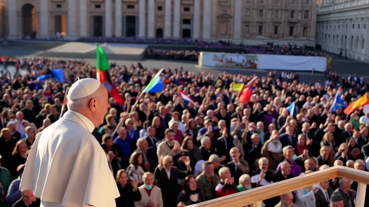 Pope Addressing a Large Crowd in St. Peter's Square
