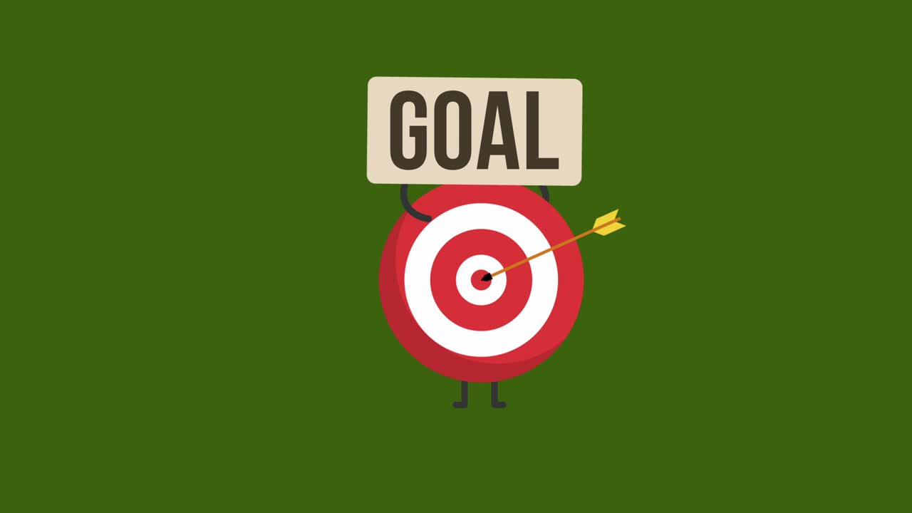 el objetivo sostiene el signo con la palabra meta.