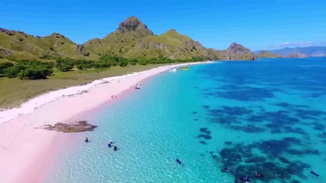 aerial view of a small bay and hills on pulau padar island in between komodo and rinca islands near labuan bajo in indonesia