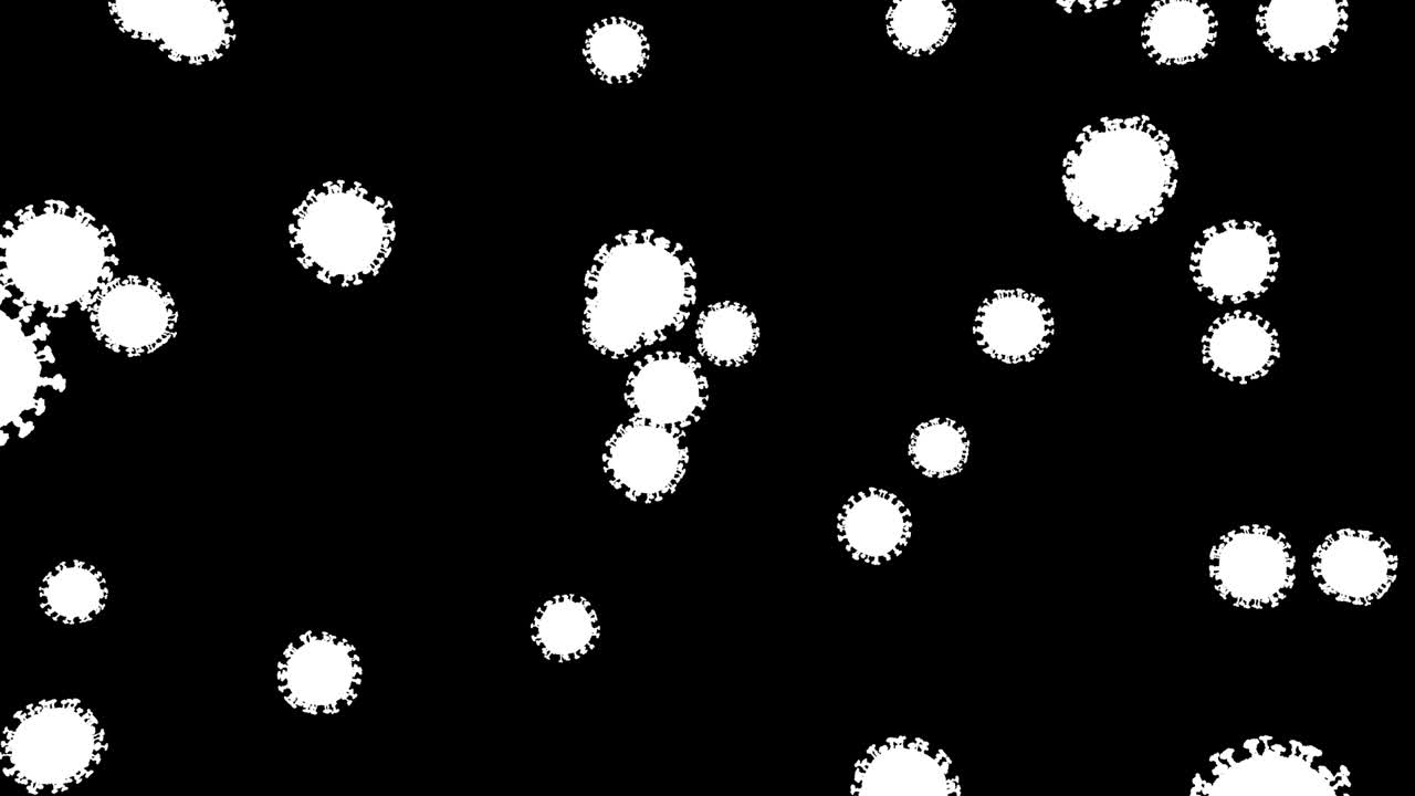 floating corona virus cells with alpha channel and loop under electron microscope