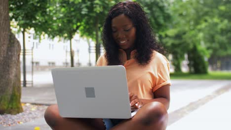 African-Student-Girl-with-Laptop-and-Books-in-City