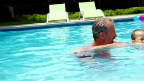 family enjoying in swimming pool