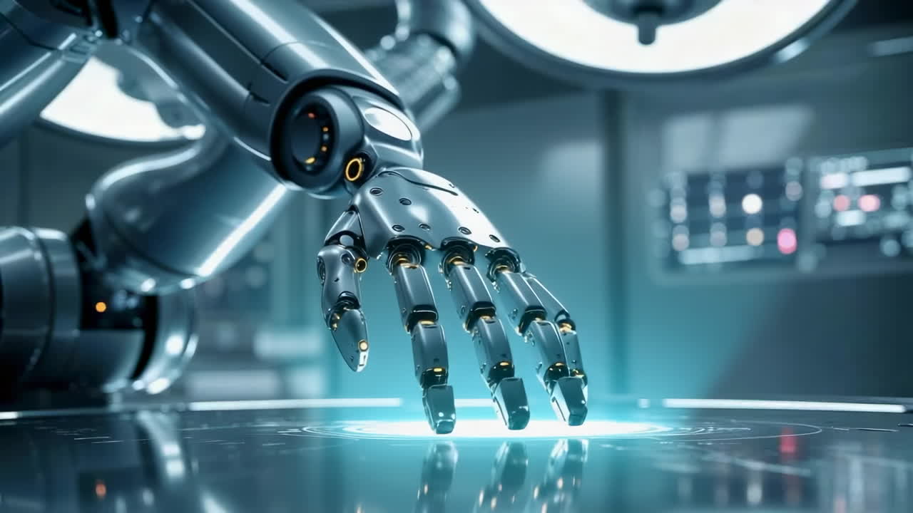Robotic Arm in a Futuristic Setting