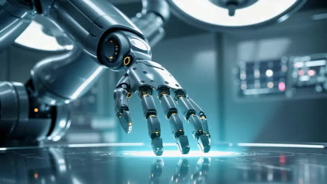 robotic arm in a futuristic setting