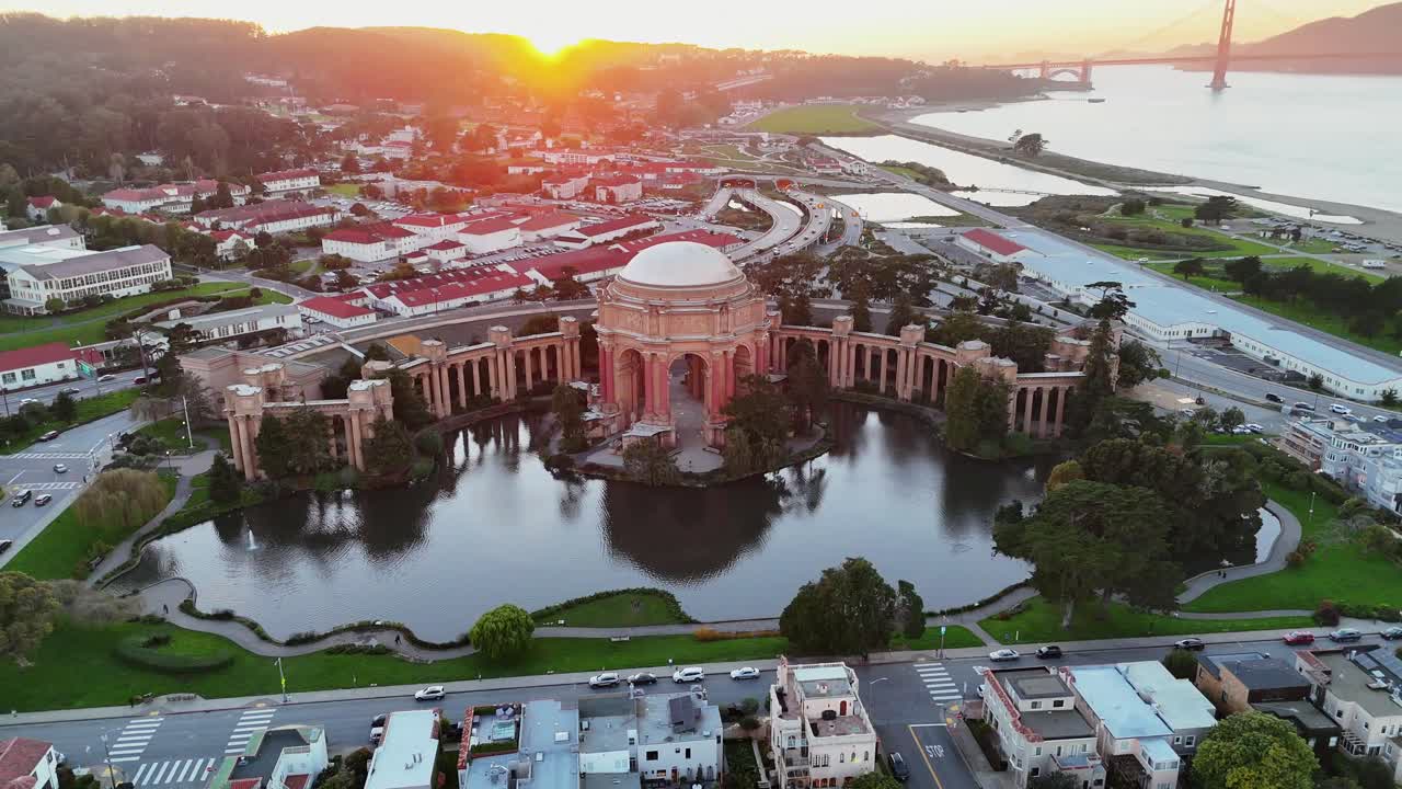 Aerial view of the Palace of Fine Arts in San Francisco
