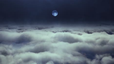 pov cloud cover with moon at night