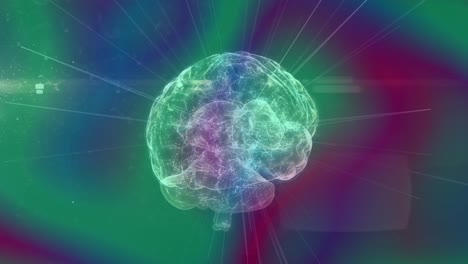 animación de cerebros y formas sobre un fondo colorido