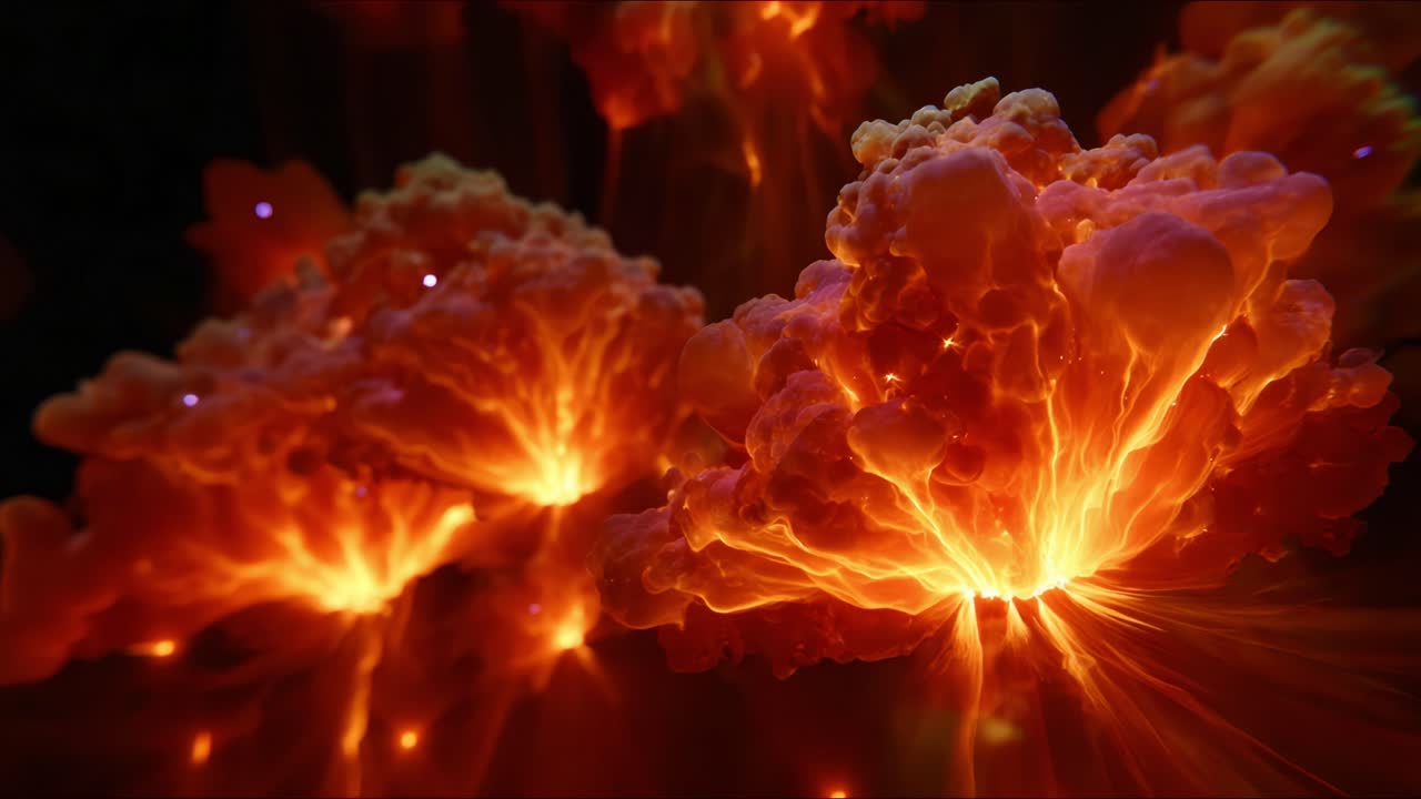 Captivating Cosmic Clouds: A Stunning Visual Display of Fiery Nebulae and their Ethereal Glow Illuminating the Depths of Space with Vibrant Orange and Red Hues